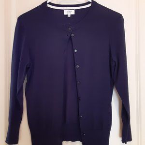 Women's Crown & Ivy navy sweater with plaid scarf, XS